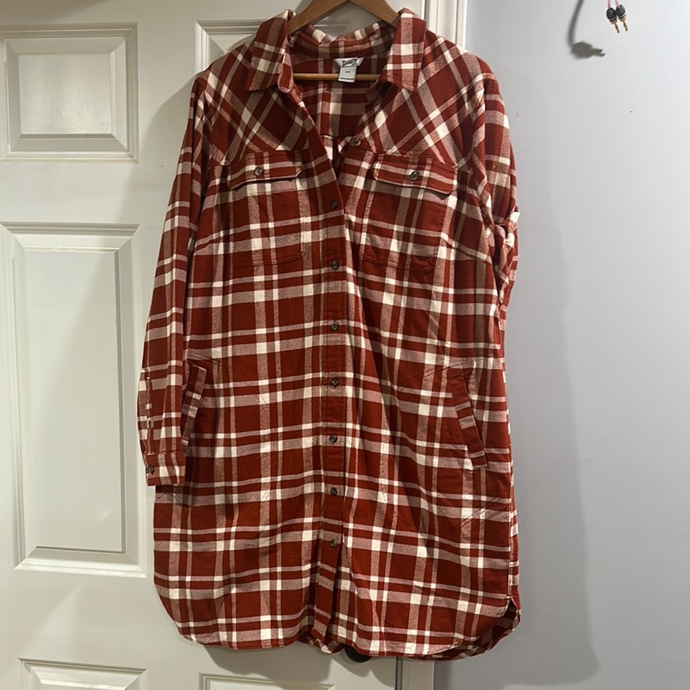 Plaid Button-Up Shirt Dress